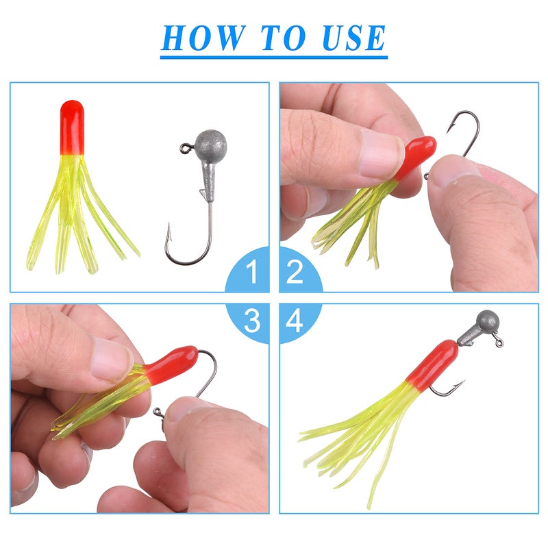Shaddock Fishing Crappie Lure Jig Heads Kit, Tube Bait Jigs Panfish Kit, Soft Plastic Worms Fishing Lures Mini Jigs for Trout Saltwater & Freshwater (110pcs) - Image 5